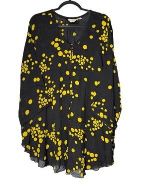 LYNG Top Women’s 2X Artsy Lagenlook Oversized Flowey Polka Dot Boho Statement